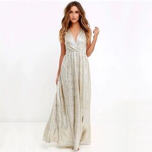 Alythea Women’s Gold/Silver Pleated Maxi Dress - US S